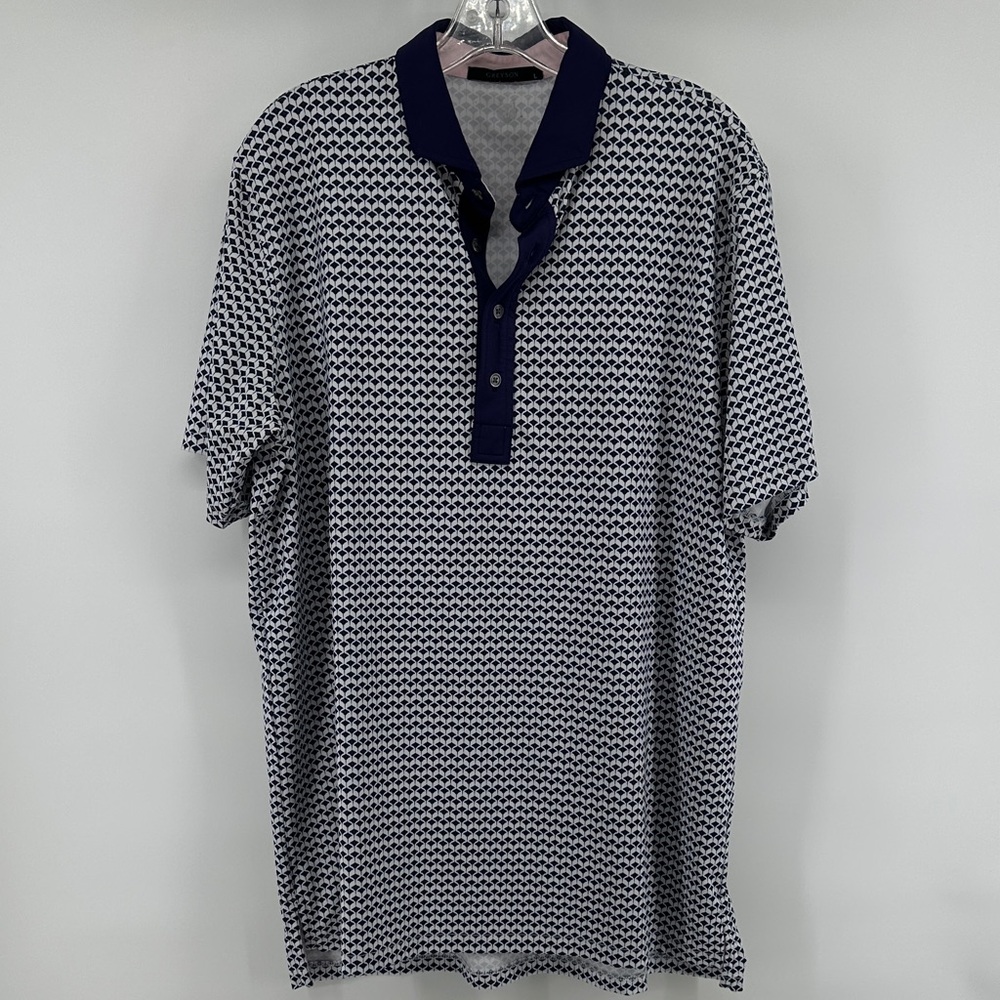 Greyson Stingray Navy and White Patterned Polo Trump National Doral Men’s Large